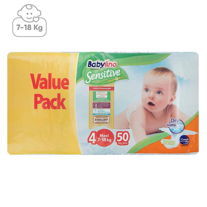 پوشک ضد حساسیت بیبی لینو سایز 4 مدل Value Pack بسته 50 عددی Baby Lino Anti Allergy  Value Pack Size 4 Diaper Pack of 50